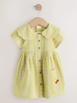citron vert/lilas - Robe à col vichy (3mois-8ans)