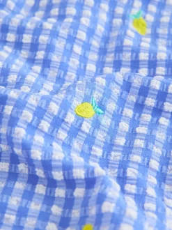 Citron vichy bleu/blanc - Maillot de bain froncé à bretelles (3-16ans)