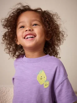 Citron violet - T-shirt brodé à manches courtes (3mois à7ans)