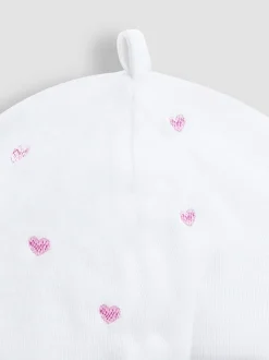 Coeur rose - Bonnet bébé JoJo Maman Bébé en coton brodé