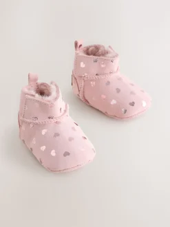 Coeur rose - Bottes Pull-On Bébé en daim (0-24mths)