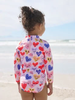 Coeur rose - Ensemble de bain Sunsafe à manches longues (3mois7ans)