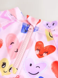Coeur rose - Ensemble de bain Sunsafe à manches longues (3mois7ans)