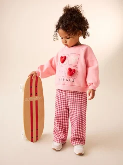 Coeur rose - Ensemble Sweat-shirt et Pantalons Amples (3mois-7ans)