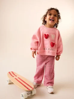 Coeur rose - Ensemble Sweat-shirt et Pantalons Amples (3mois-7ans)