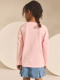 Coeur rose - Haut à manches longues à sequins (3-16ans)