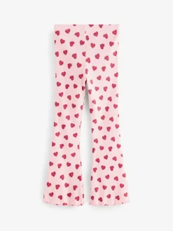 Coeur rose - Leggings évasés à côtes (3-16ans)