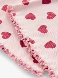 Coeur rose - Leggings évasés à côtes (3-16ans)