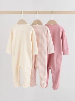 Coeur rose - Lot de 3 dors-bien bébé à fermeture éclair bidirectionnelle (0-2ans)