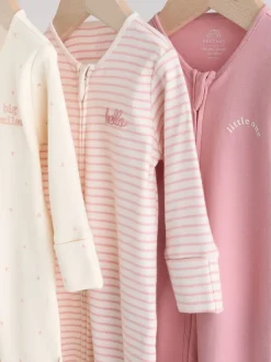 Coeur rose - Lot de 3 dors-bien bébé à fermeture éclair bidirectionnelle (0-2ans)