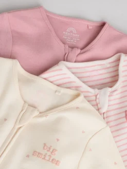 Coeur rose - Lot de 3 dors-bien bébé à fermeture éclair bidirectionnelle (0-2ans)