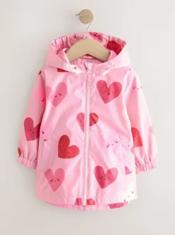 Coeur rose - Veste Cagoule imprimée imperméable (3 mois-7 ans)