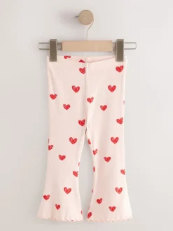 Coeur rose clair - Leggings évasés à côtes (3mths-7yrs)