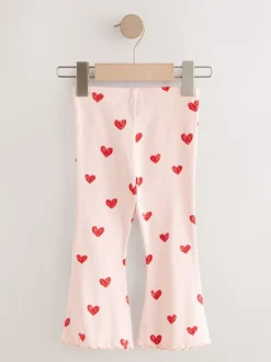 Coeur rose clair - Leggings évasés à côtes (3mths-7yrs)