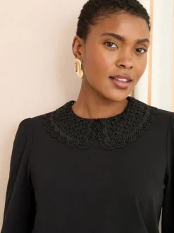 Col en dentelle noire - Love & Roses Chemisiers