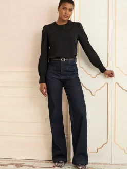 Col en dentelle noire - Love & Roses Chemisiers