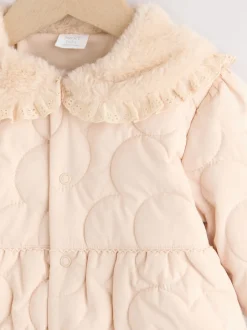 Col surdimensionné neutre - Veste matelassée en fausse fourrure pour bébé (0mois à2ans)