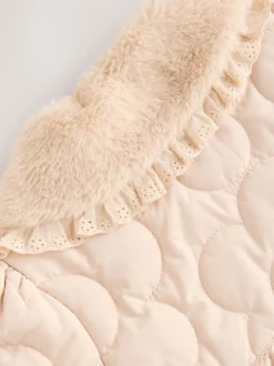 Col surdimensionné neutre - Veste matelassée en fausse fourrure pour bébé (0mois à2ans)