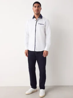 Collier Blanc Hatch Contrat - Chemise de soirée élégante à manches longues