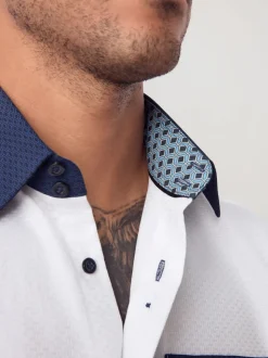 Collier Blanc Hatch Contrat - Chemise de soirée élégante à manches longues