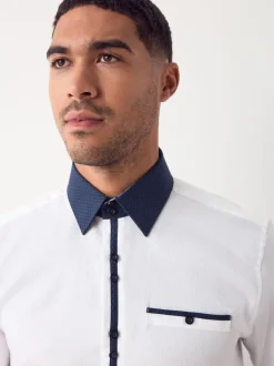 Collier Blanc Hatch Contrat - Chemise de soirée élégante à manches longues