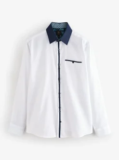 Collier Blanc Hatch Contrat - Chemise de soirée élégante à manches longues