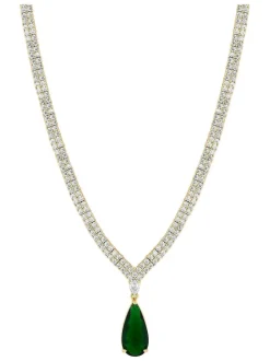 Collier Jon Richard en forme de goutte de poire vert émeraude Collier cadeau en boîte de zircone