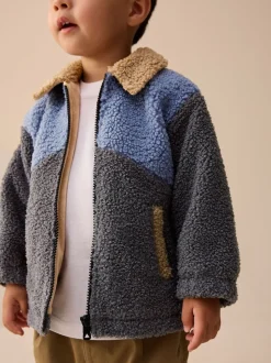 Color block anthracite/bleu/fauve - Borg Polaire Shacket (3mths-7yrs)