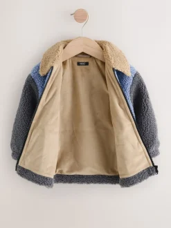 Color block anthracite/bleu/fauve - Borg Polaire Shacket (3mths-7yrs)