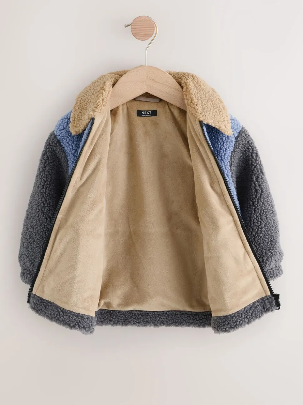 Color block anthracite/bleu/fauve - Borg Polaire Shacket (3mths-7yrs)