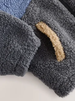 Color block anthracite/bleu/fauve - Borg Polaire Shacket (3mths-7yrs)