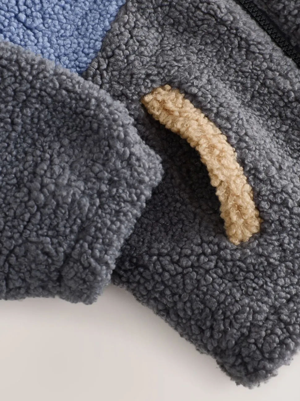 Color block anthracite/bleu/fauve - Borg Polaire Shacket (3mths-7yrs)