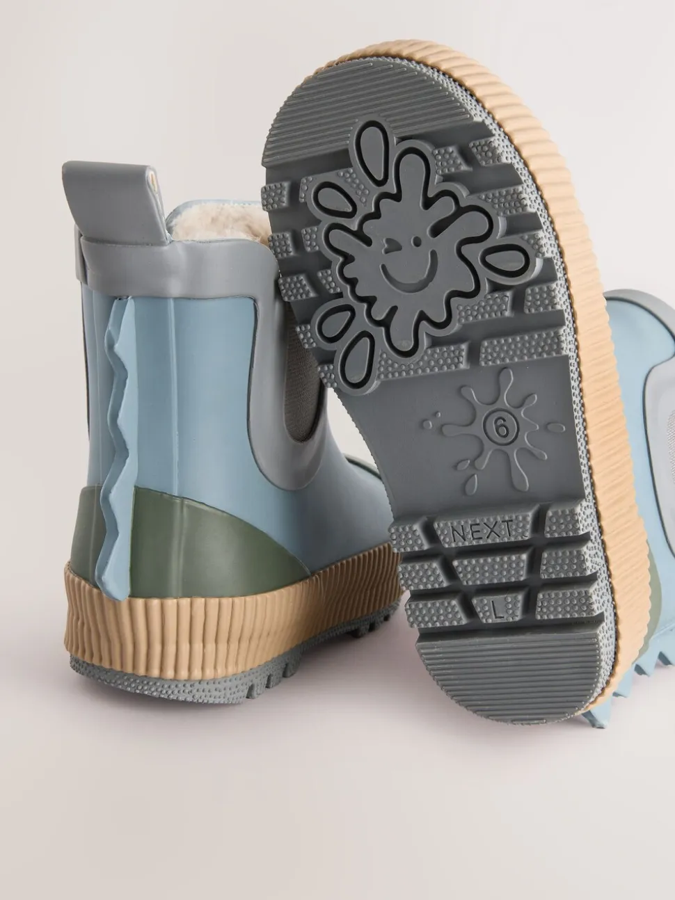 color block neutre Bleu - Bottines en caoutchouc avec doublure chaude