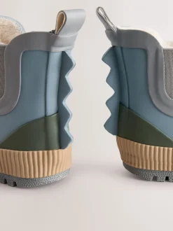 color block neutre Bleu - Bottines en caoutchouc avec doublure chaude