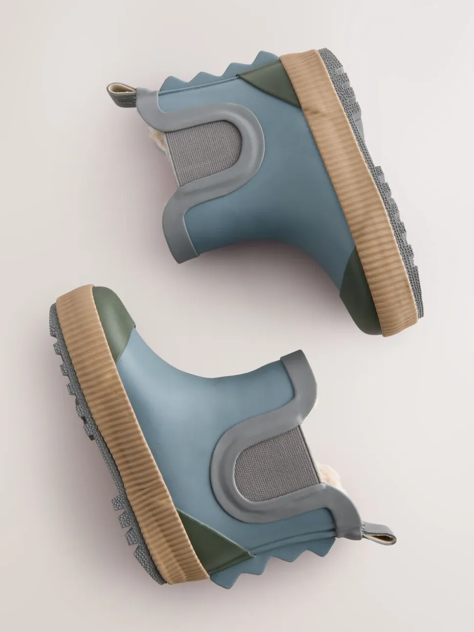 color block neutre Bleu - Bottines en caoutchouc avec doublure chaude