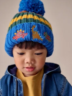 Coloris divers - Ensemble 2 pièces bonnet et mitaines à pompons brodés (3mois-10ans)