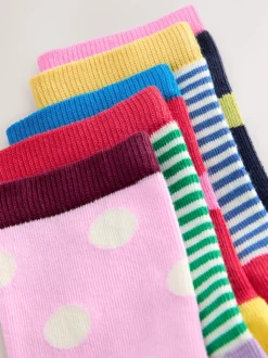 Coloris divers - Lot de 5 paires de chaussettes à rayures et à pois en coton