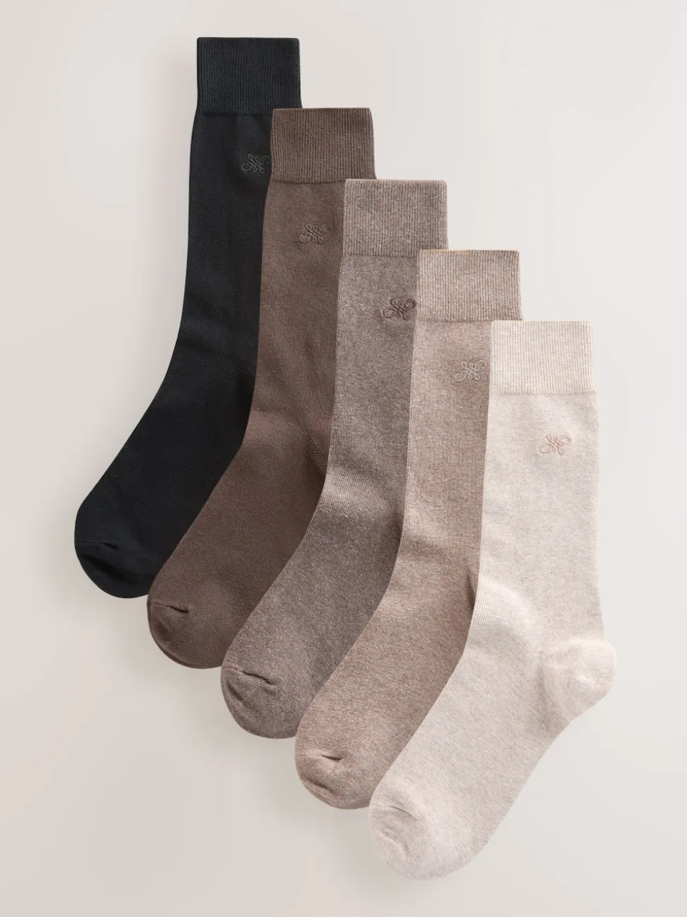 Coloris neutre chiné - Lot de 5 - Chaussettes fraîches brodées durables
