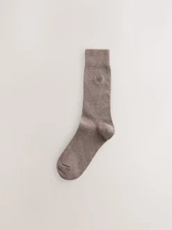 Coloris neutre chiné - Lot de 5 - Chaussettes fraîches brodées durables