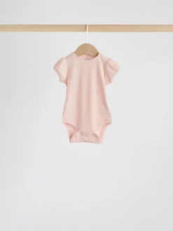 Coloris pastel - Lot de 5 bodys à manches courtes en maille pointelle pour bébé