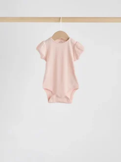 Coloris pastel - Lot de 5 bodys à manches courtes en maille pointelle pour bébé