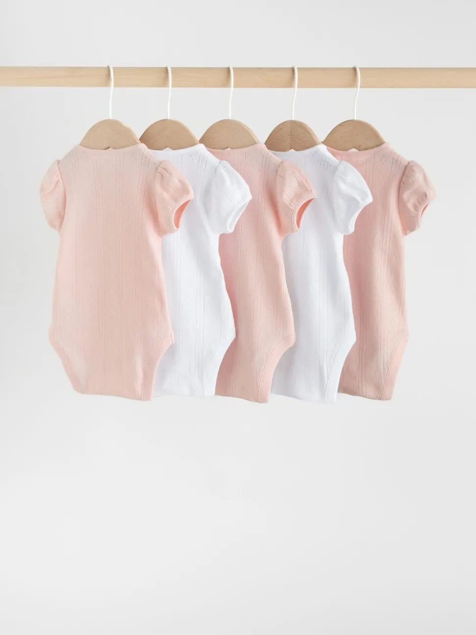 Coloris pastel - Lot de 5 bodys à manches courtes en maille pointelle pour bébé
