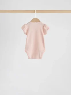 Coloris pastel - Lot de 5 bodys à manches courtes en maille pointelle pour bébé
