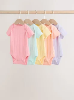Coloris pastel - Lot de 5 bodies bébé à manches courtes