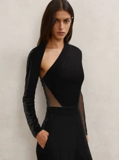 Combinaison ample Reiss Karolina en velours à empiècements transparents