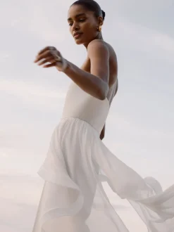 Combinaison bandeau Reiss Rhiannon à volants en soie ample