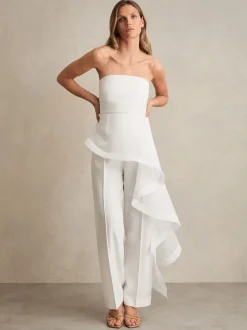 Combinaison bandeau Reiss Rhiannon à volants en soie ample