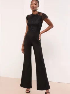 Combinaison Lipsy à manches courtes à col haut en dentelle