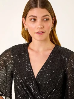 Combinaison Roman extensible à manches évasées à sequin