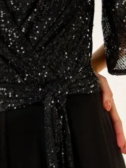 Combinaison Roman extensible à manches évasées à sequin